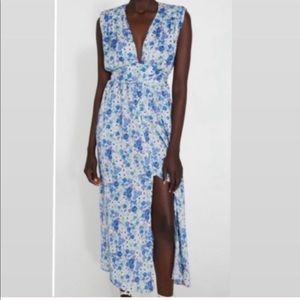 Midi Floral Dress with deep V neck